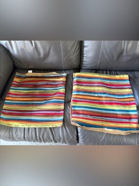B.Ovi Multicolor Striped Accent Pillow Covers - Bright Rainbow Stripes